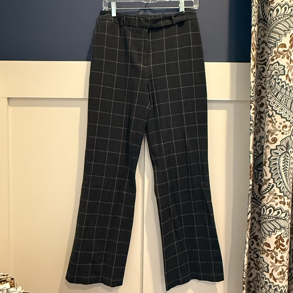 Merona Gray and Pale pink Windowpane Straight-Leg Trousers Size 6